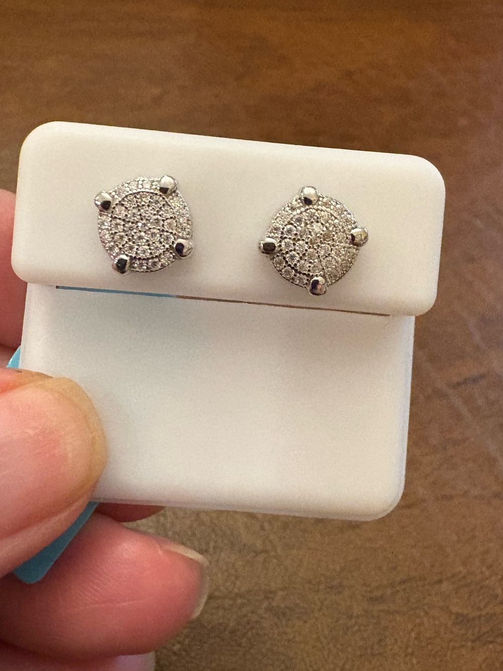 925 Moissanite Sterling Silver Pavé Round Stud Earrings.